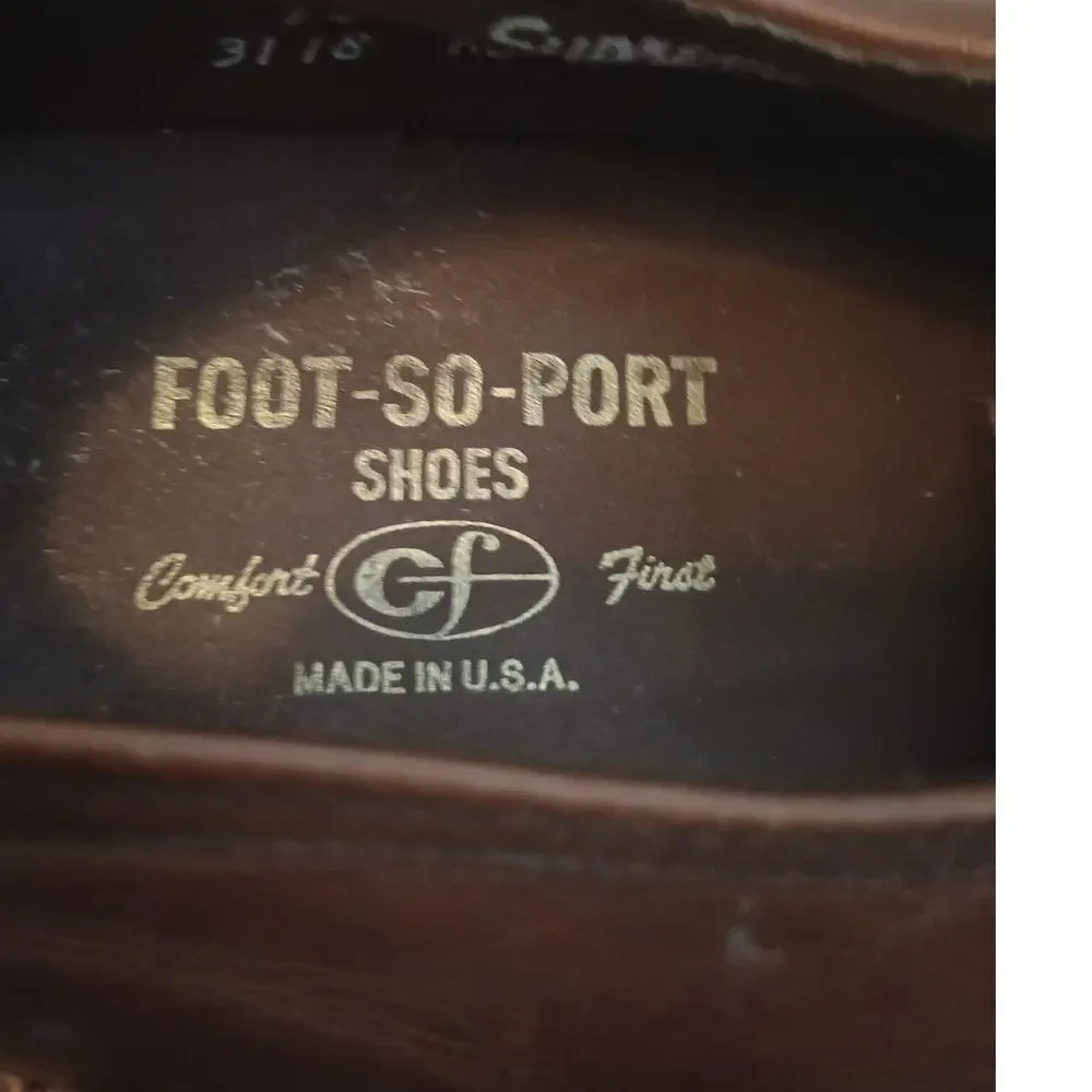 Vintage Men's Foot So Port Supreme #4147  Brown Leather Oxfords Size 14 AA
